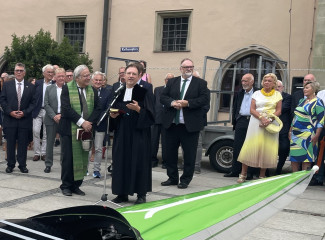 Bootstaufe auf dem Rathausplatz in Passau